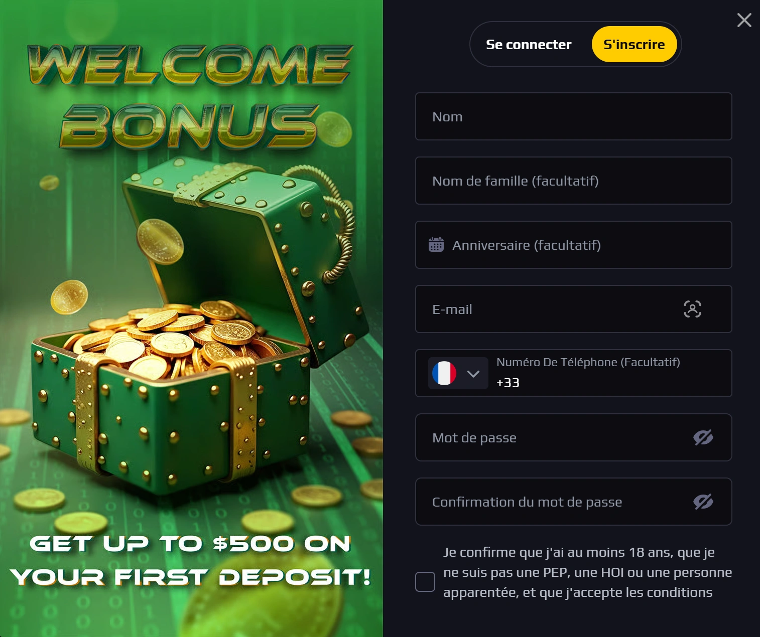 Inscription et connexion à RoyaleSpins Casino
